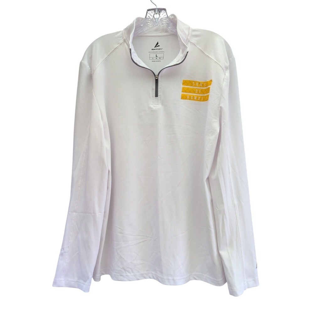 Sons Of Hawaii BSN Sports Men’s L White Performance Quarter Zip Pullover Shirt